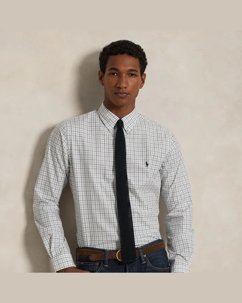 Ralph Lauren Kariertes Custom-Fit-Hemd aus Popeline Cream