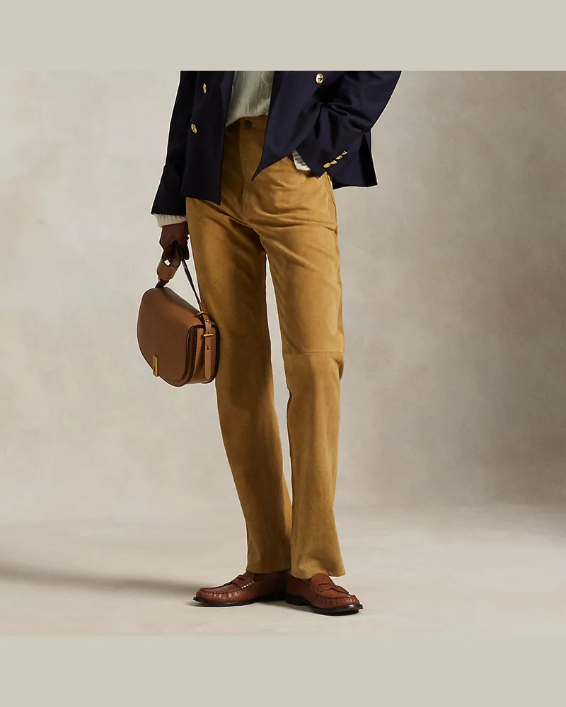 Ralph Lauren Relaxed-Straight-Fit Hose aus Wildleder Gold