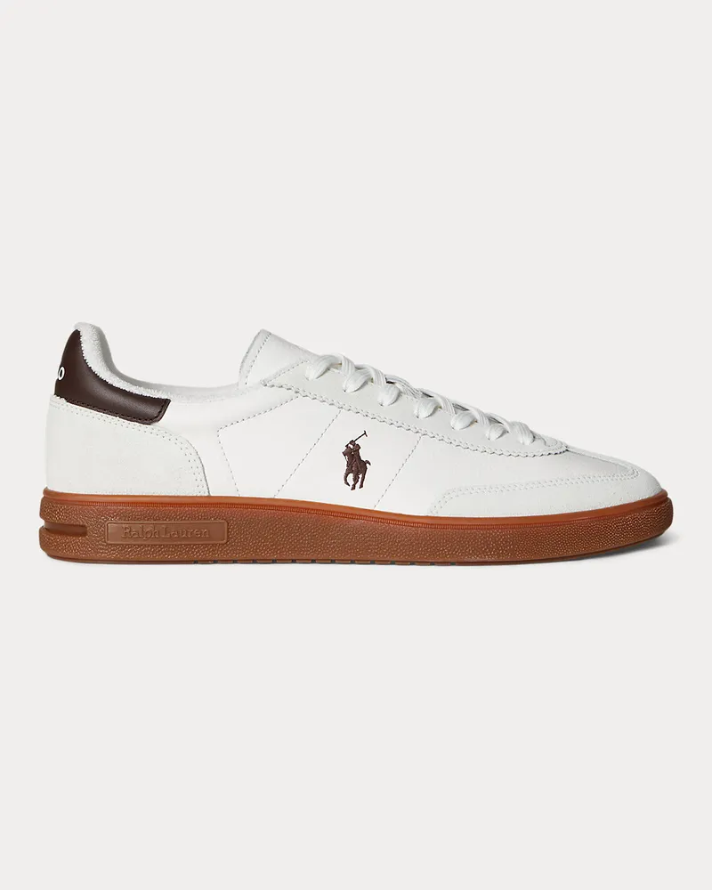 Ralph Lauren Sneaker Bedford aus Leder und Wildleder White