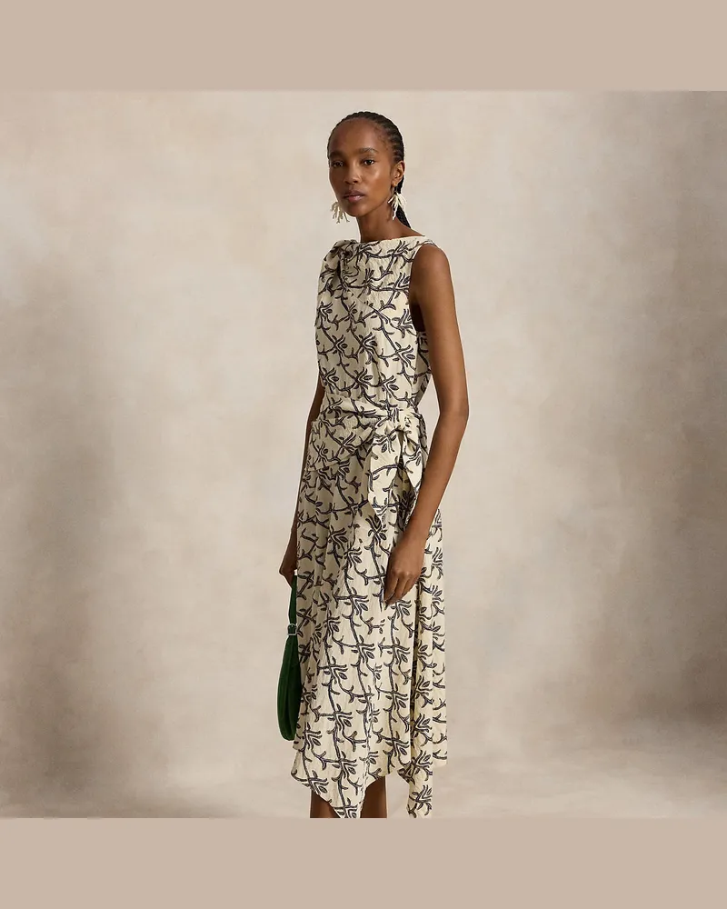 Ralph Lauren Bedrucktes Kleid aus Seidenmischung Cream
