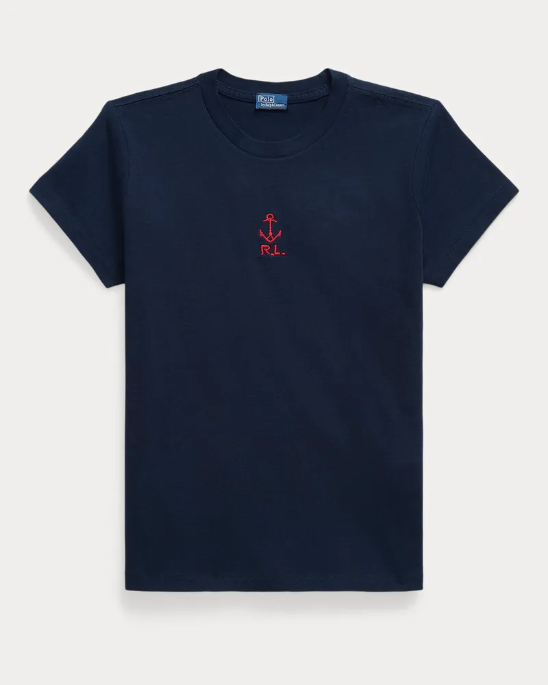 Ralph Lauren Baumwolljersey-T-Shirt mit Stickerei Blue