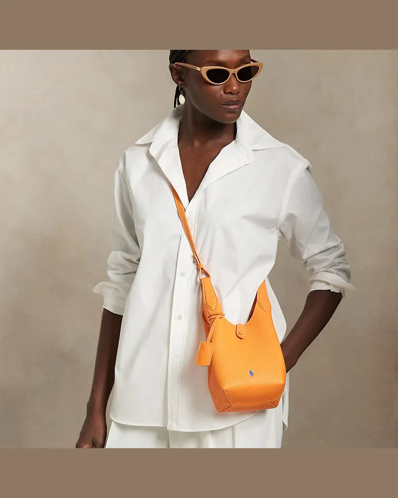 Ralph Lauren Kleine Umhängetasche Polo Play aus Leder Orange