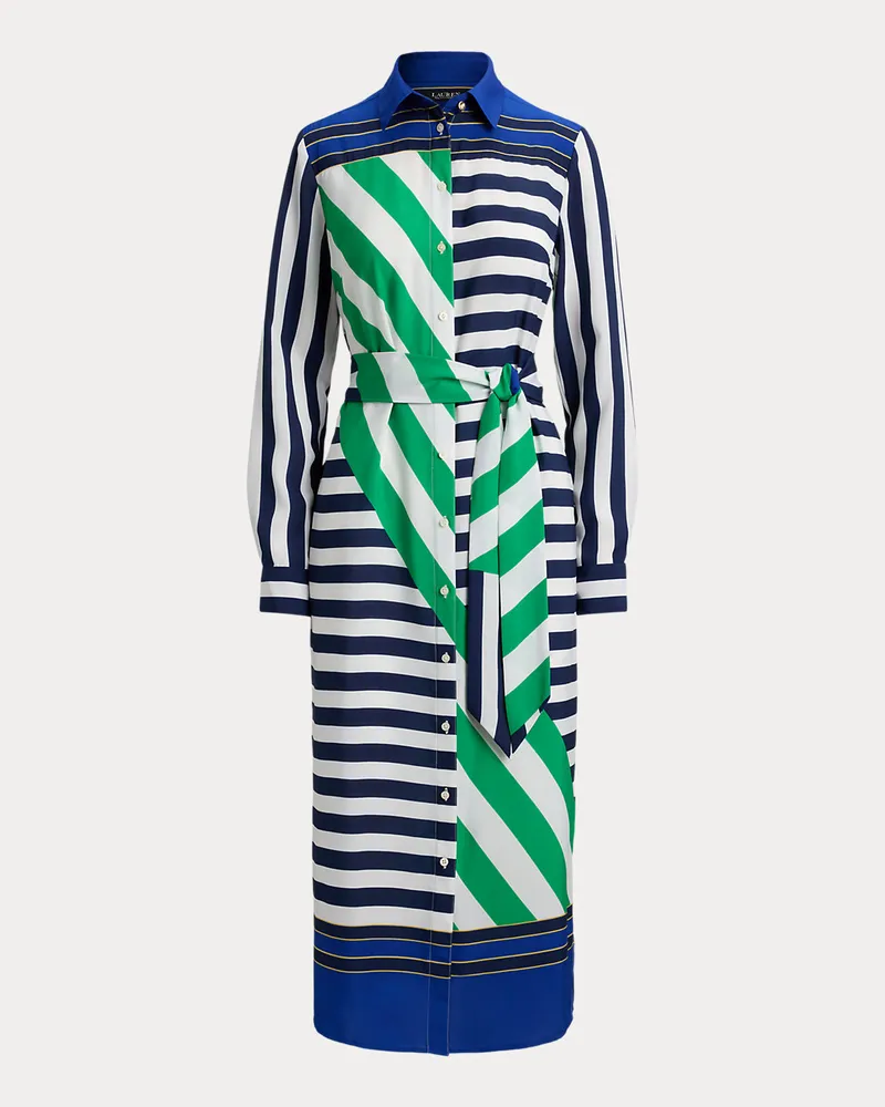 Ralph Lauren Kurzgrößen - Crêpe-Hemdkleid mit Streifen Blue