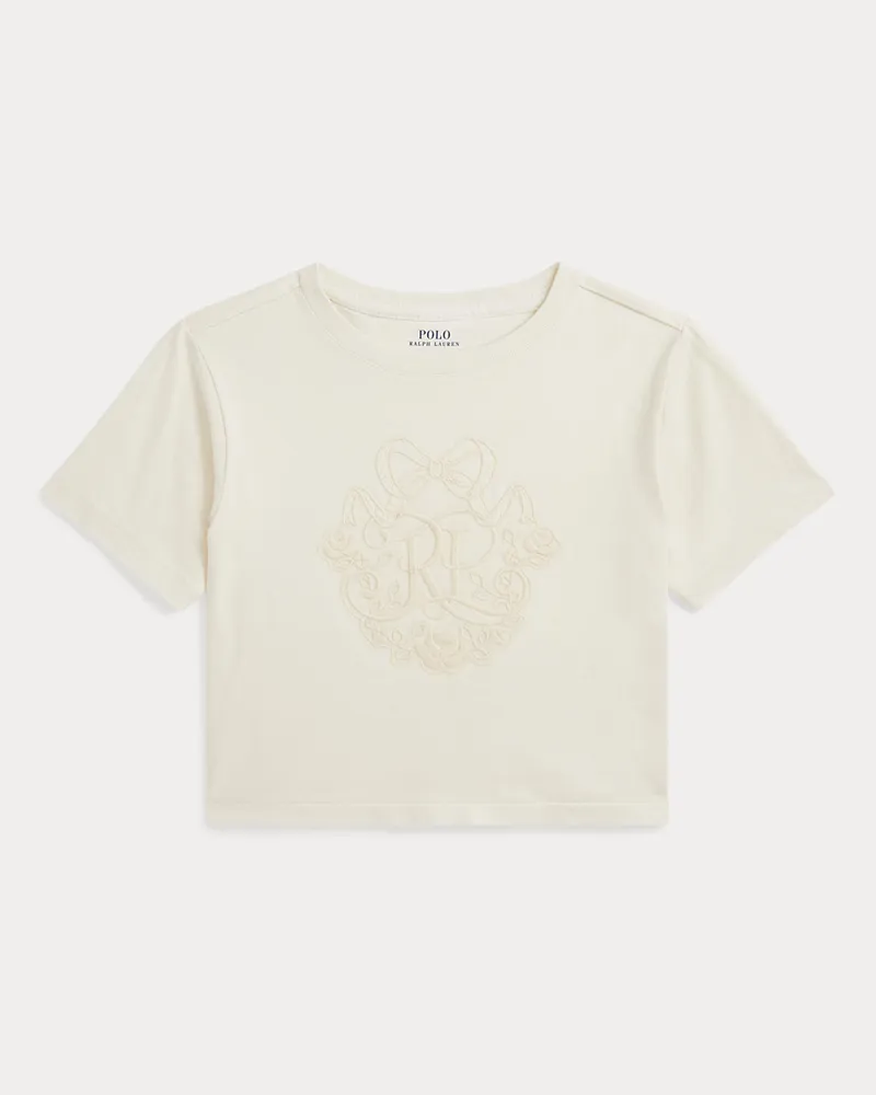 Ralph Lauren Kastenförmiges Baumwolljersey-T-Shirt Cream