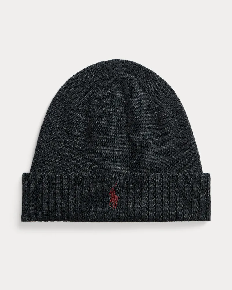 Ralph Lauren Wollmütze mit charakteristischem Pony Grey