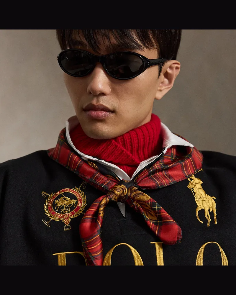 Ralph Lauren Schal aus Seidentwill mit Wappen Red