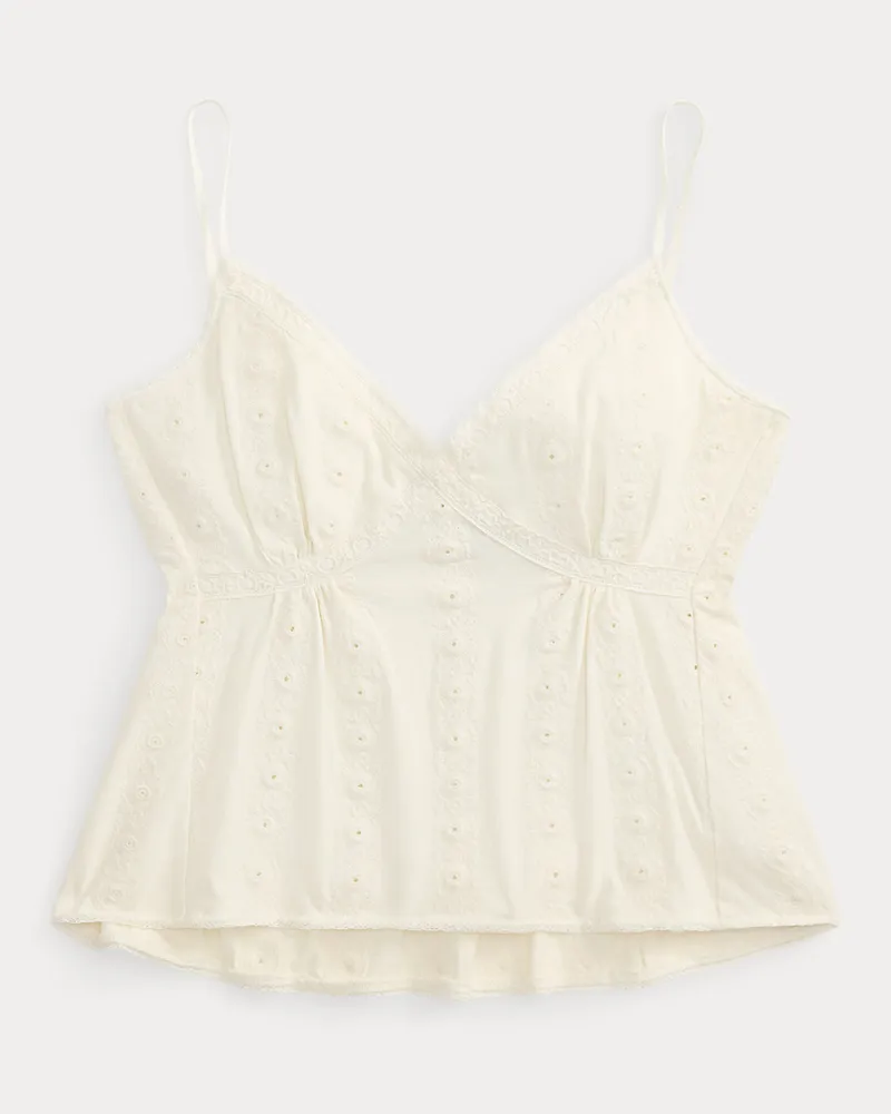 Ralph Lauren Ärmelloses Jersey-Oberteil mit Stickerei Cream