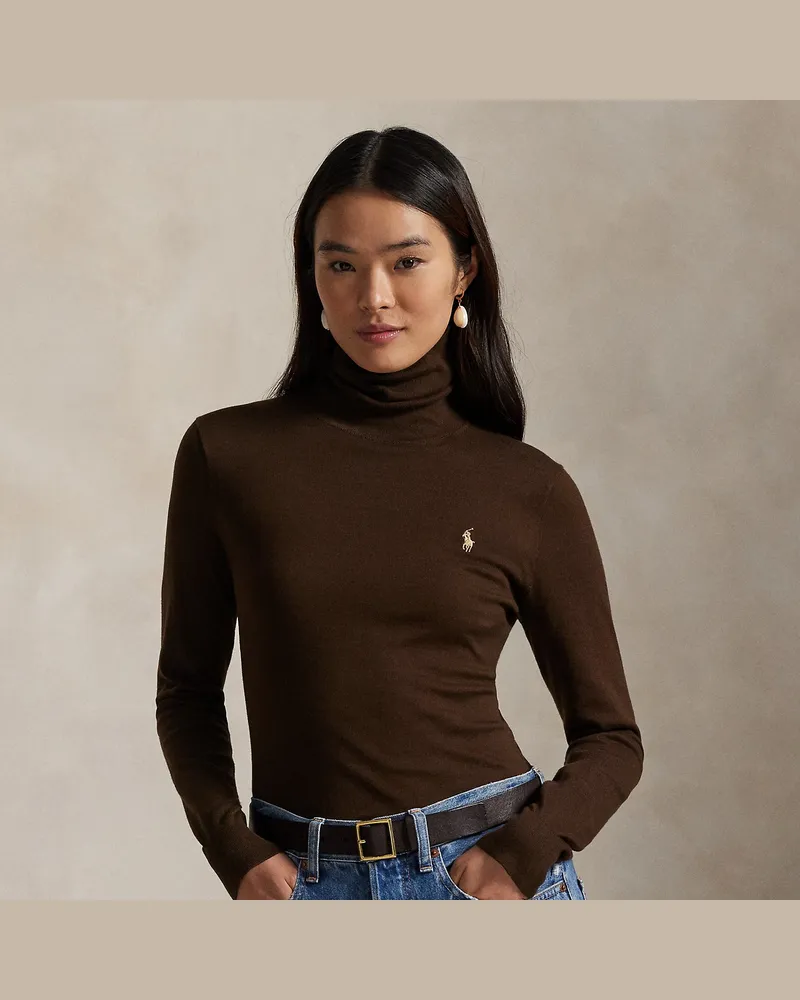 Ralph Lauren Rollkragenpullover aus Baumwollstrick Brown
