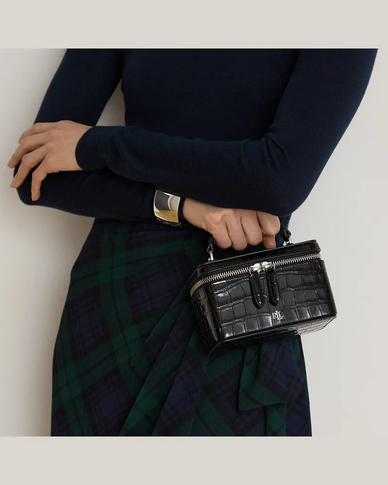 Ralph Lauren Kleine Tasche Hallee mit Krokoprägung Black