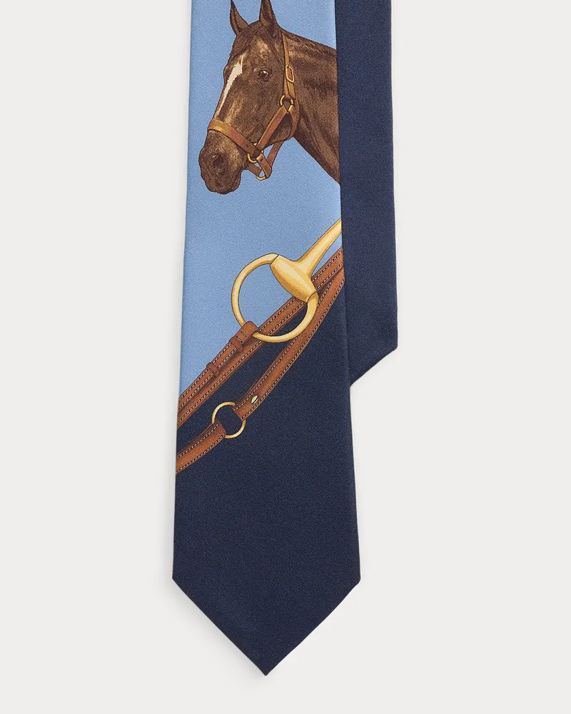 Ralph Lauren Seidenkrawatte mit Reiterdruck Blue