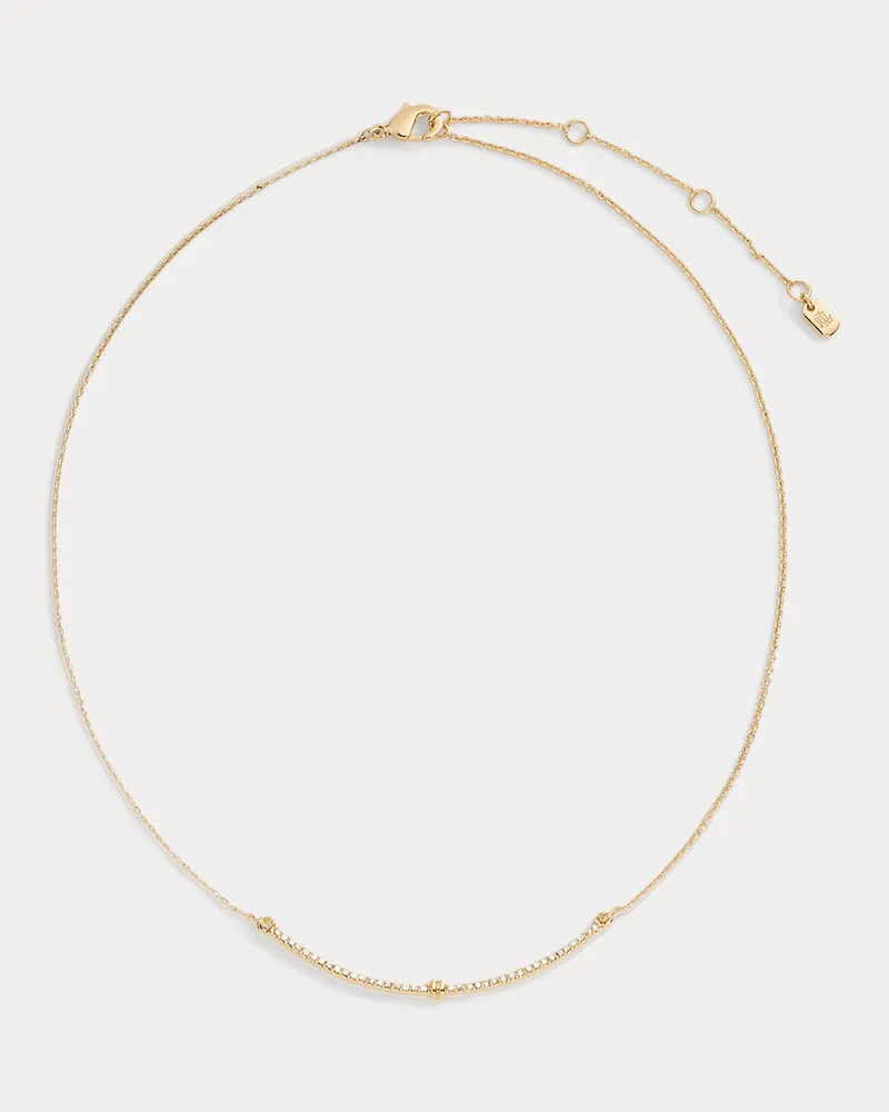 Ralph Lauren Vergoldete Halskette mit Balken und Pavé Gold