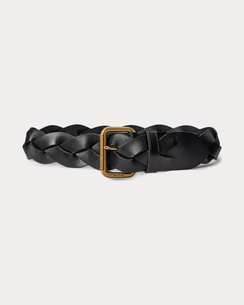 Ralph Lauren Geflochtener Vachetteledergürtel Black