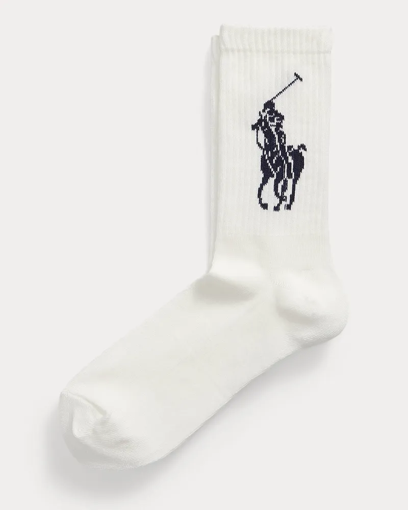Ralph Lauren Big Pony Crew-Socken White