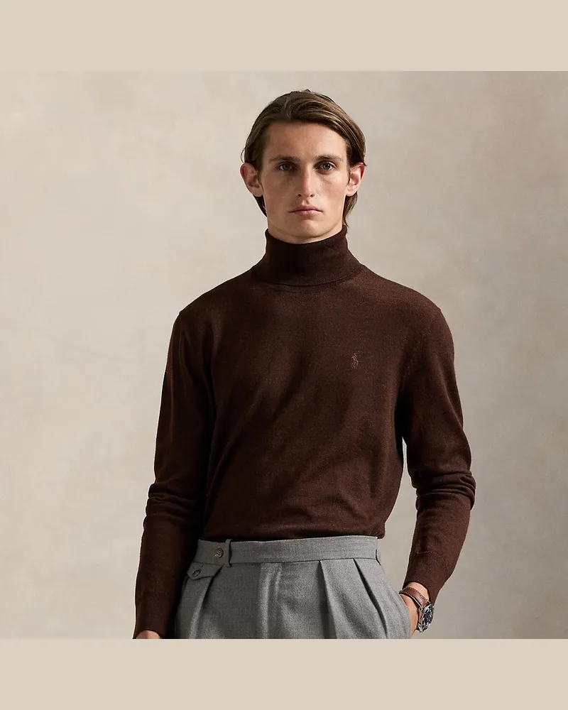 Ralph Lauren Waschbarer Rollkragenpullover aus Wolle Brown