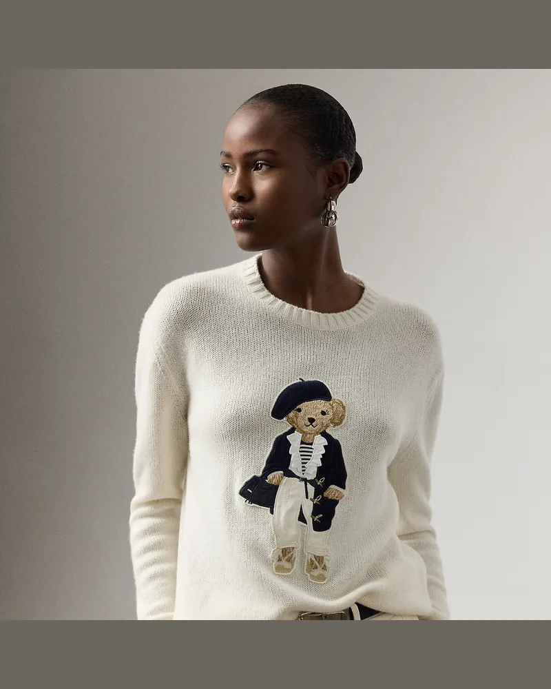 Ralph Lauren Kaschmir Pullover mit Pre-Spring Polo Bear Cream