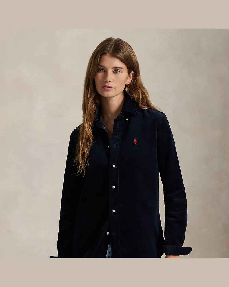 Ralph Lauren Stretch-Slim-Fit Baumwollkordsamthemd Blue