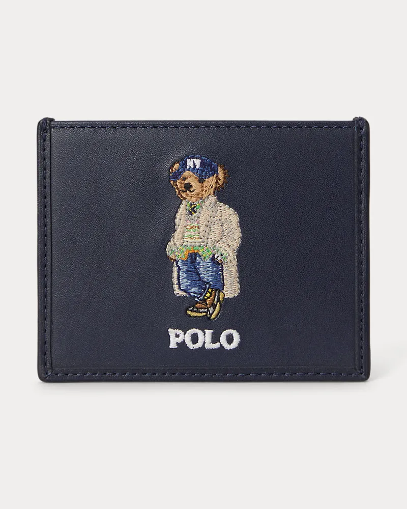 Ralph Lauren Kartenetui aus Leder mit Polo Bear Blue