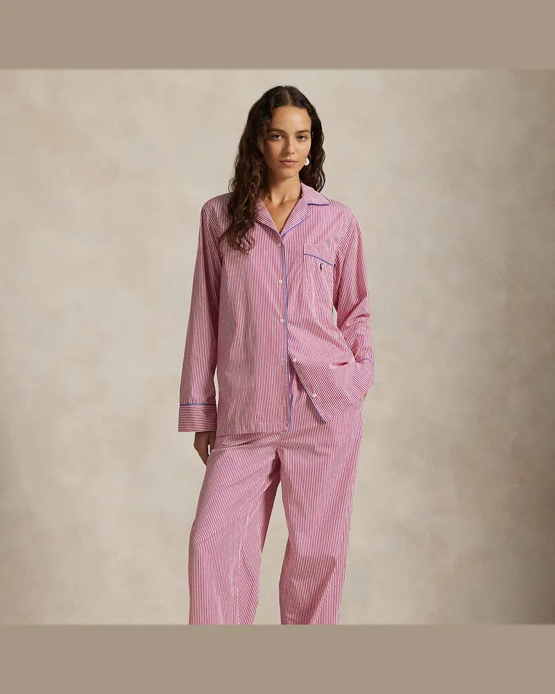 Ralph Lauren Langärmliger Pyjama mit Streifenmuster White