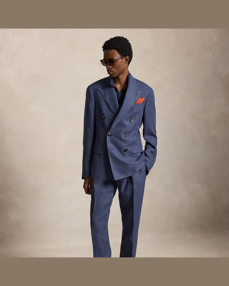 Ralph Lauren Anzughose aus Leinen mit Falten Blue