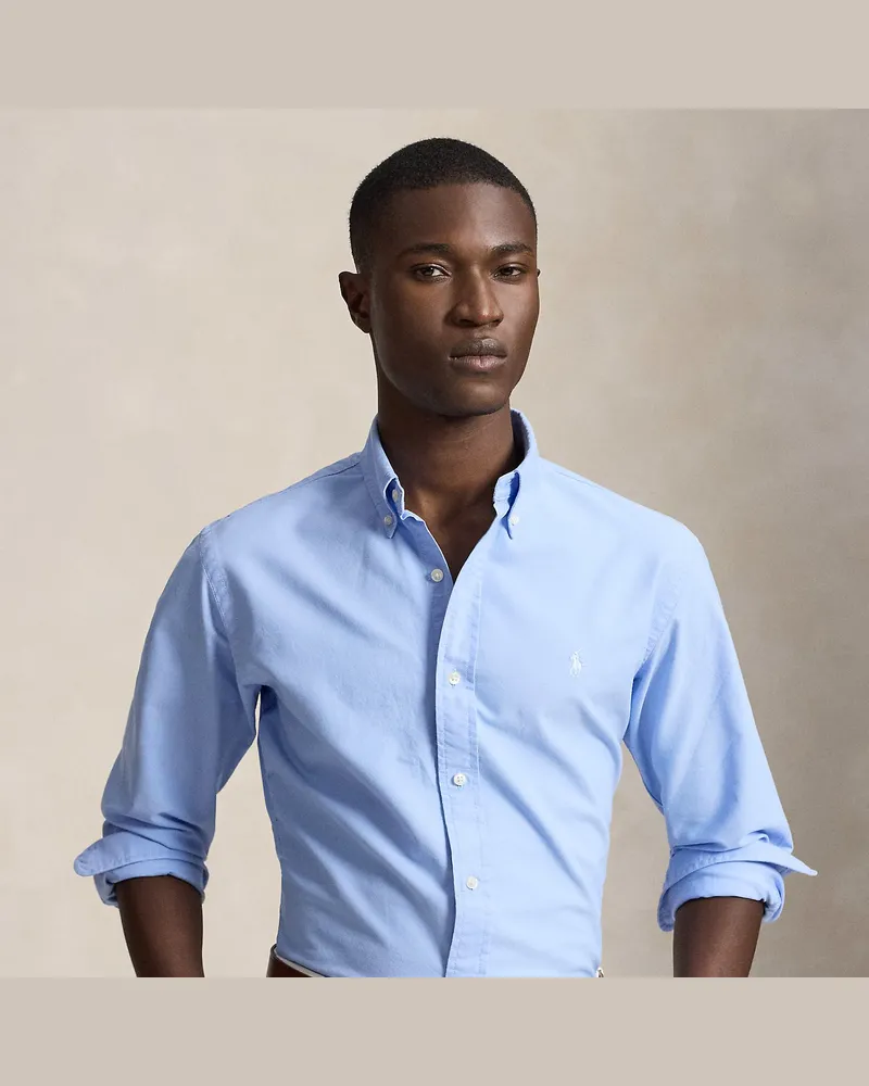 Ralph Lauren Gefärbtes Custom-Fit Oxfordhemd Blue