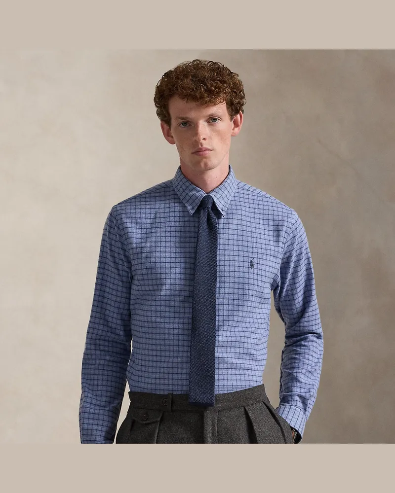 Ralph Lauren Custom-Fit Karo-Funktionshemd aus Twill Blue