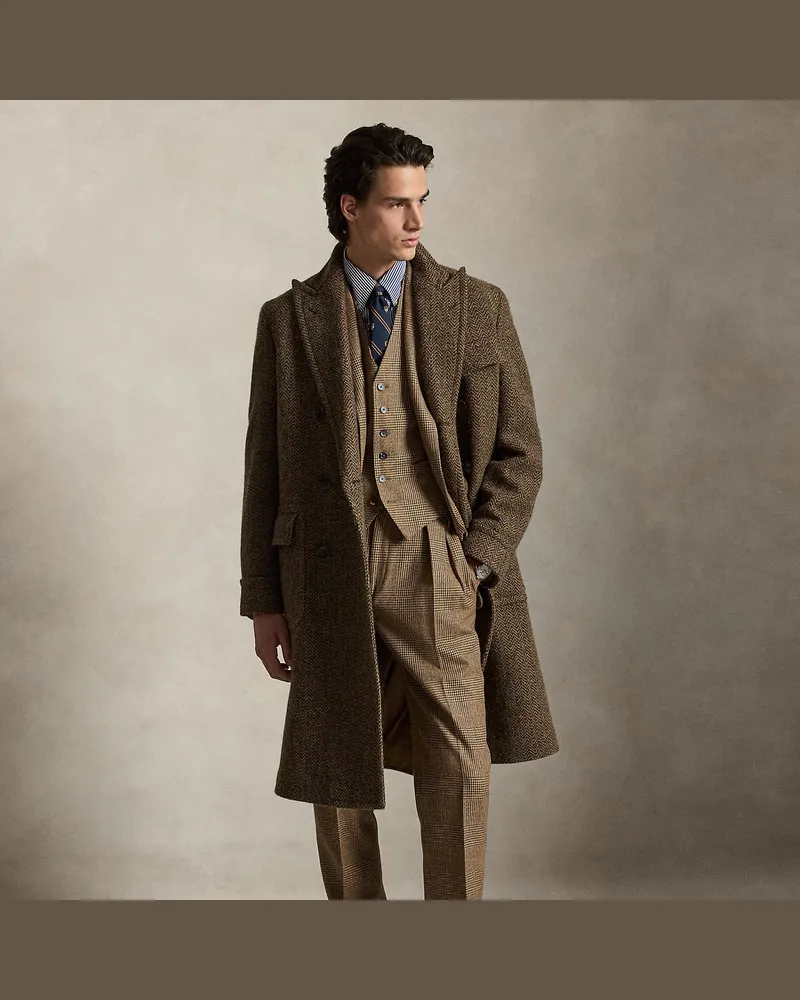 Ralph Lauren Der Polo-Mantel aus Fischgrat-Tweed Brown