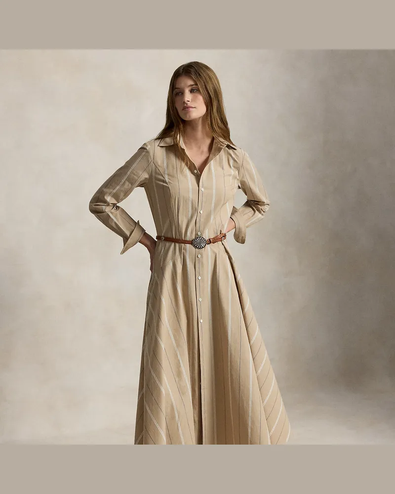 Ralph Lauren Gestreiftes Hemdkleid im Bahnen-Design Cream