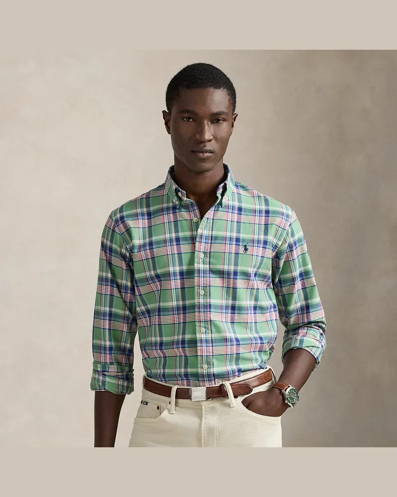 Ralph Lauren Custom-Fit Tattersall-Oxfordhemd Green