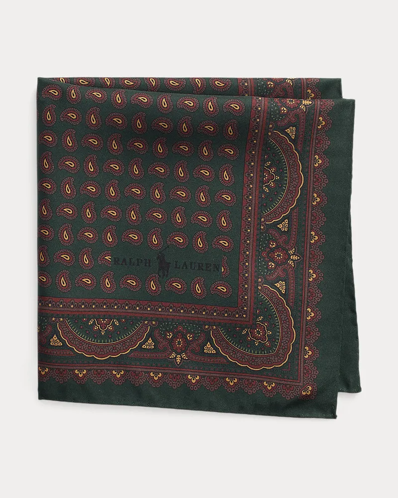 Ralph Lauren Silk Foulard Pocket Square Green