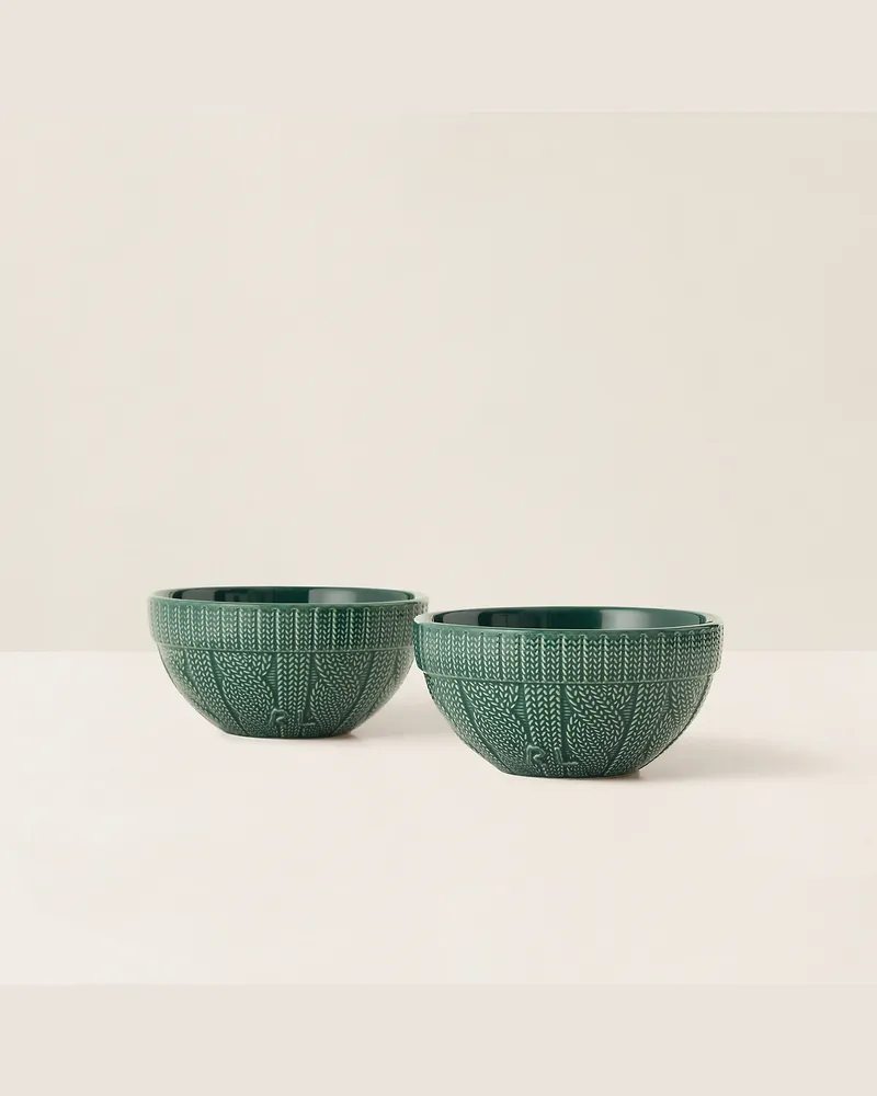 Ralph Lauren Home Keramikschalen-Set mit Zopfmuster Green