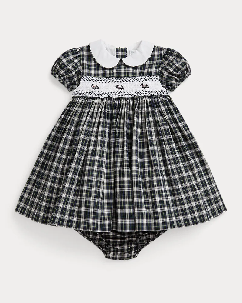 Ralph Lauren Kariertes Popelinekleid mit Höschen Multi