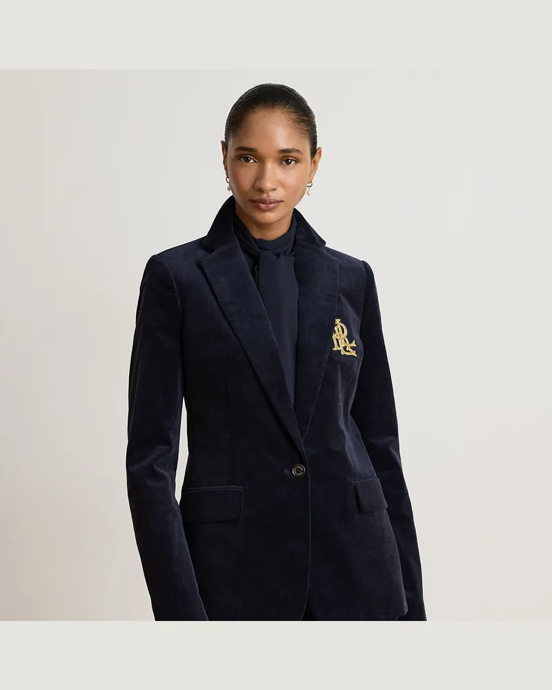 Ralph Lauren Kordsamtblazer mit Bouillonstickerei Blue