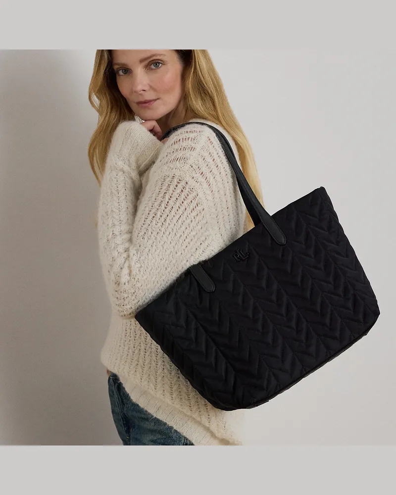 Ralph Lauren Extragroße gesteppte Tragetasche Stevie Black