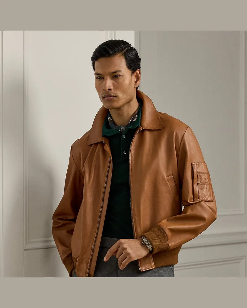 Ralph Lauren Plongé-Lederjacke Brown