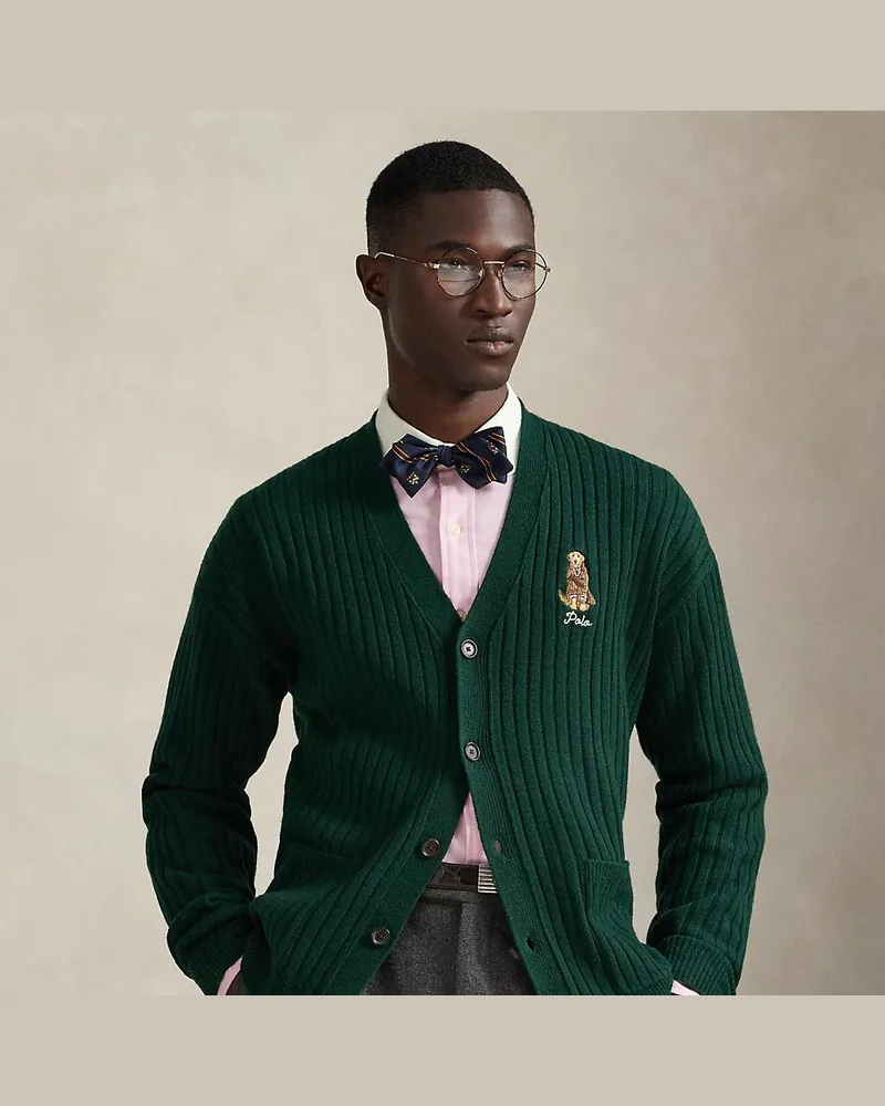 Ralph Lauren Big-Fit Wollstrickjacke mit Stickerei Green