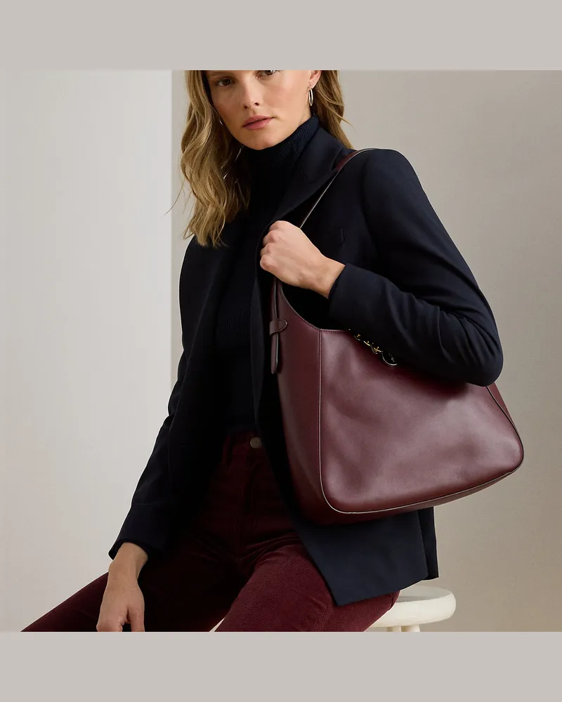 Ralph Lauren Große Schultertasche Tanner aus Leder Red