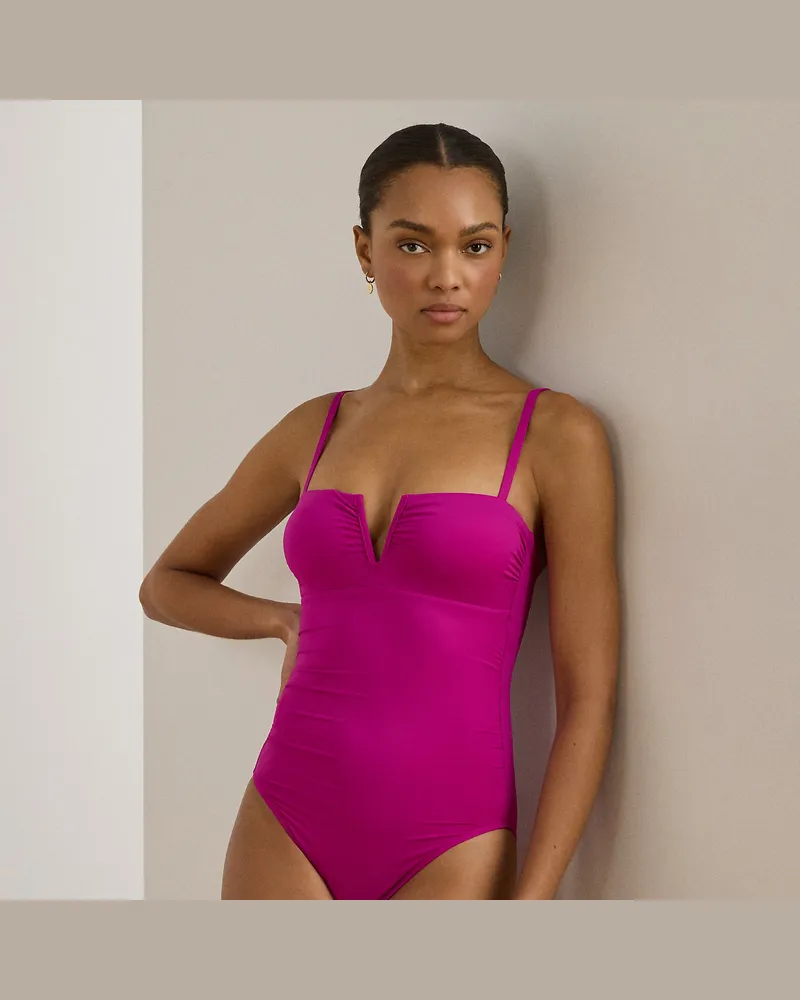 Ralph Lauren Badeanzug mit Bandeau-Silhouette Purple