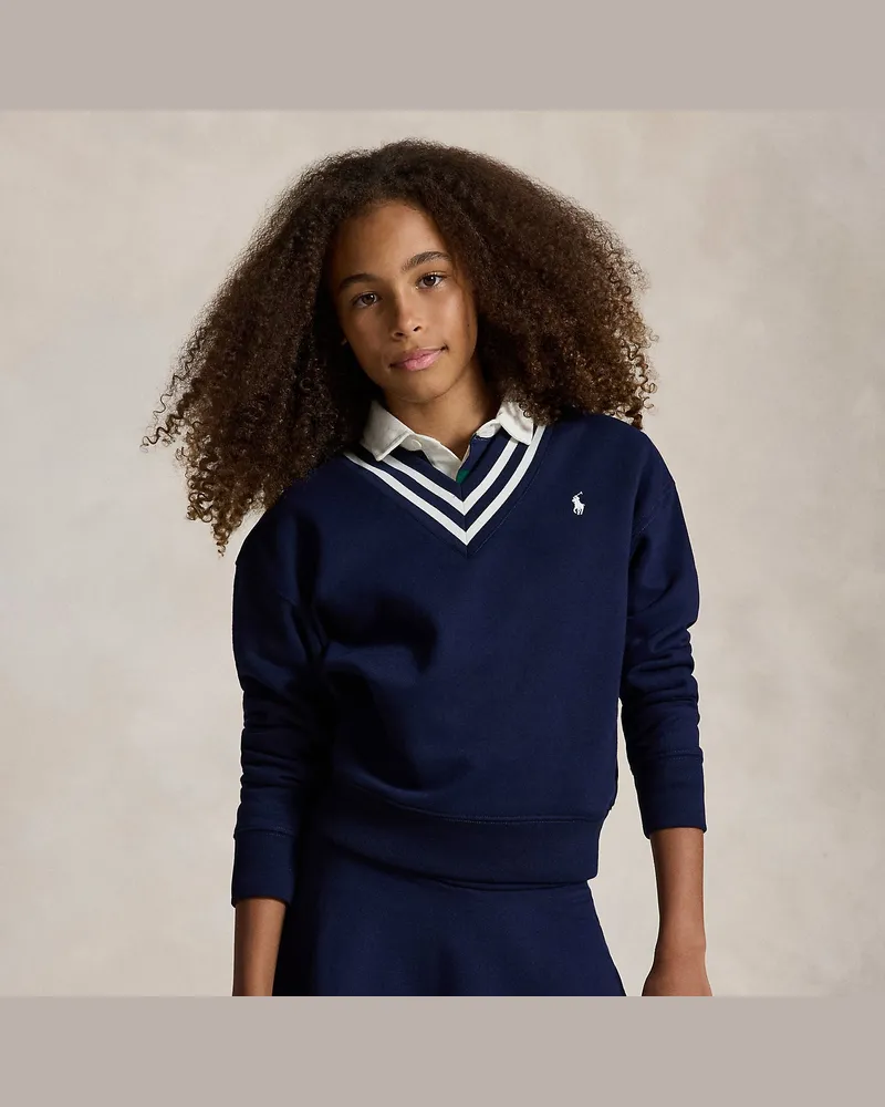 Ralph Lauren Gestreiftes Sweatshirt mit V-Ausschnitt Blue