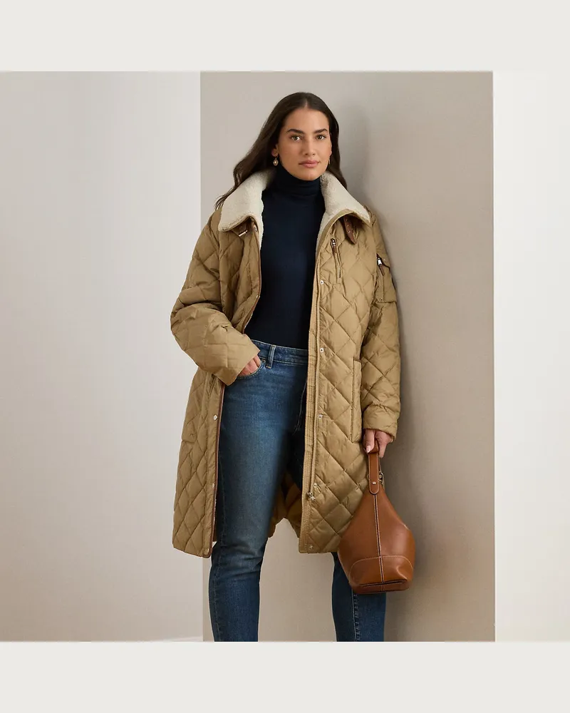 Ralph Lauren Plus Größen - Daunenmantel mit Rautensteppung Tan