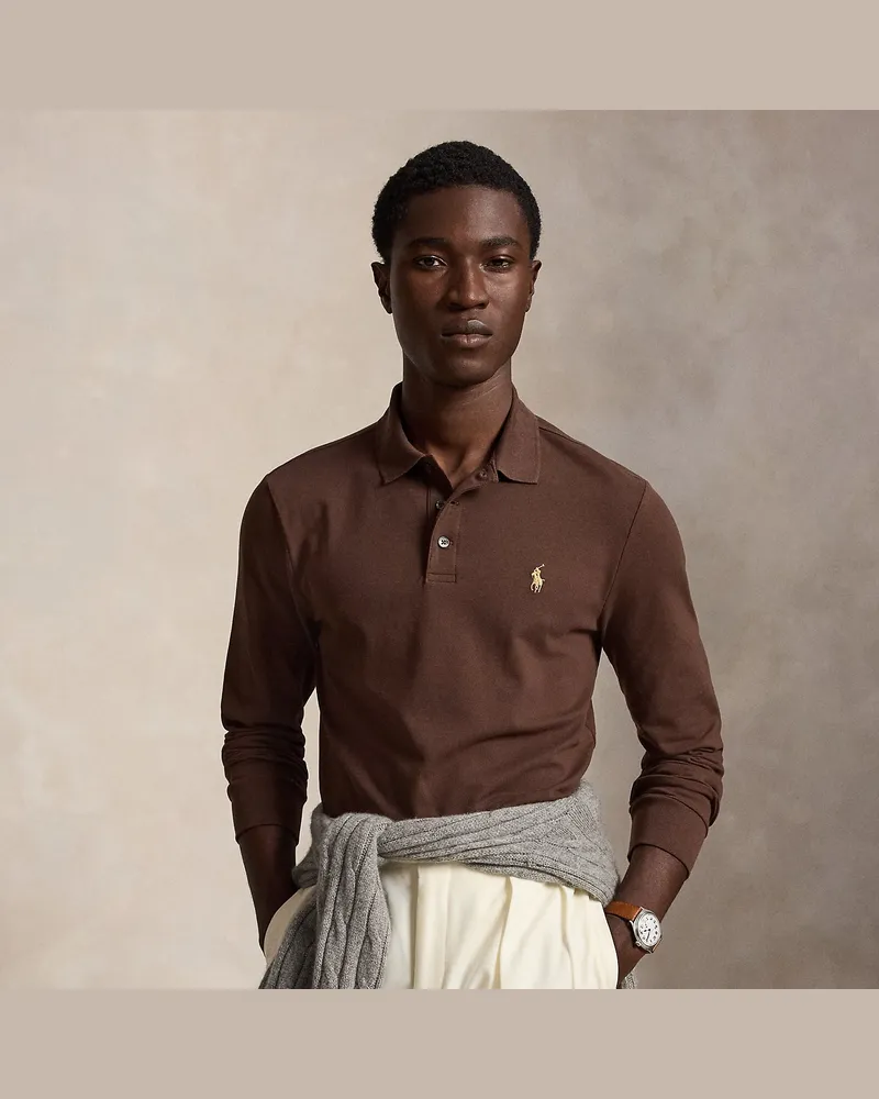 Ralph Lauren Custom-Slim-Fit Piqué-Poloshirt Brown