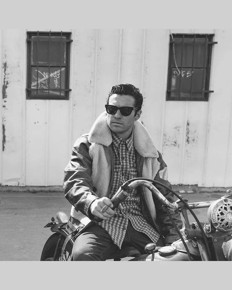Ralph Lauren Lederjacke mit Lammfellbahnen Brown