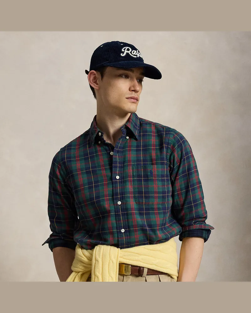 Ralph Lauren Kariertes Custom-Fit Oxfordhemd Blue