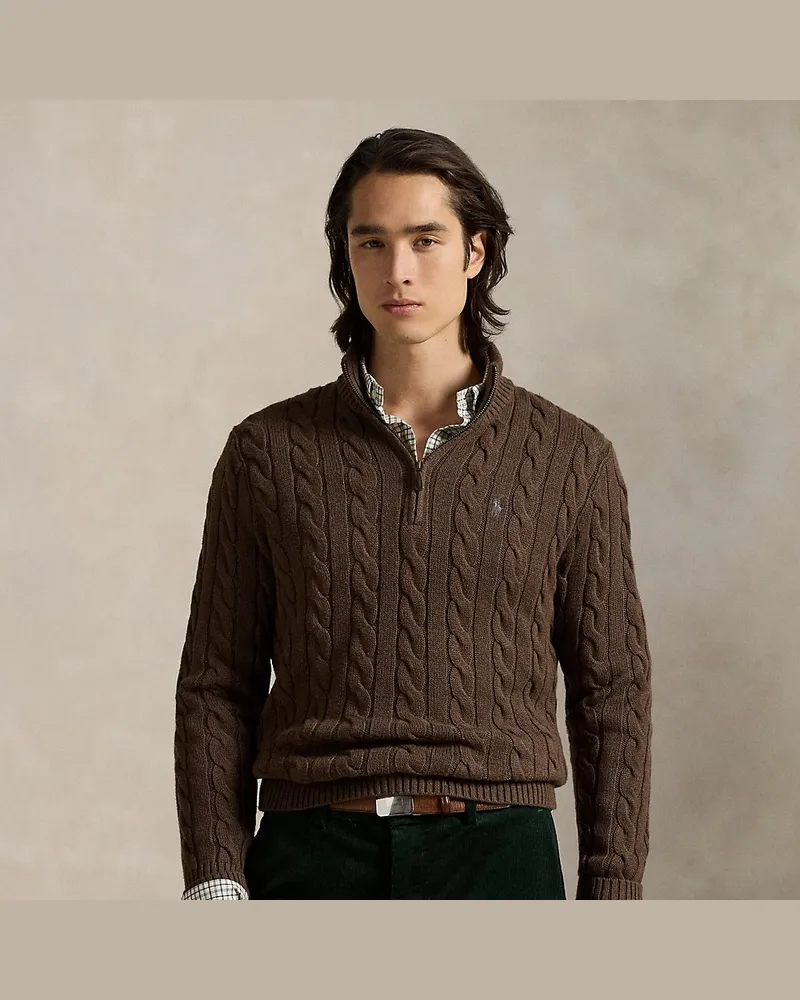 Ralph Lauren Baumwollpullover mit Zopfmuster Brown