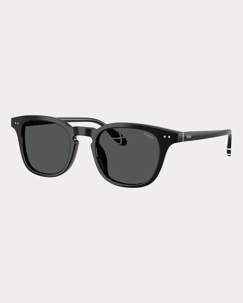 Ralph Lauren Runde Sonnenbrille mit Ruderstreifen Black