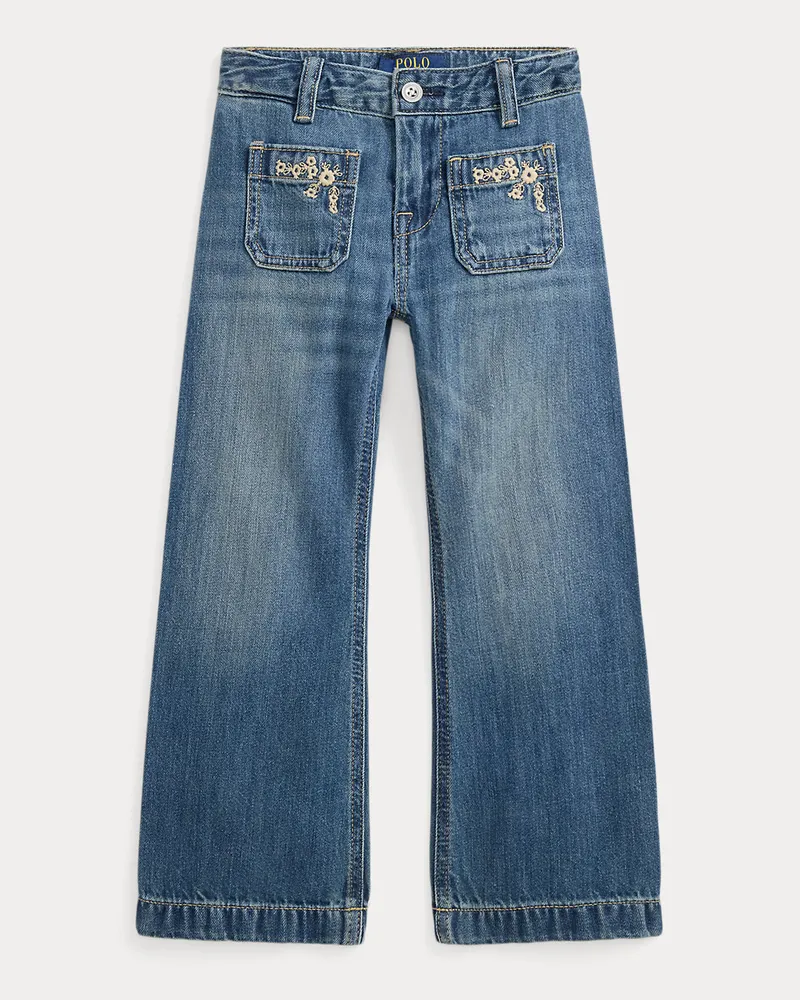 Ralph Lauren Bestickte Jeans mit ausgestelltem Bein Blue