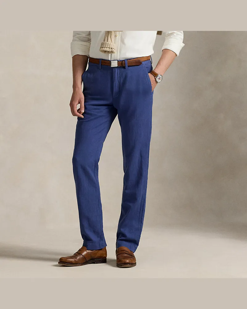 Ralph Lauren Straight-Fit Hose aus Baumwoll-Leinen Blue