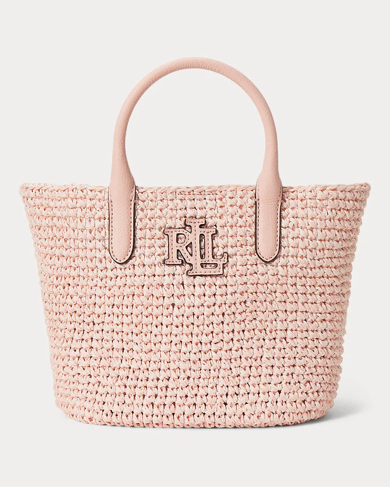 Ralph Lauren Strohtasche Adley mit Lederlogo Pink