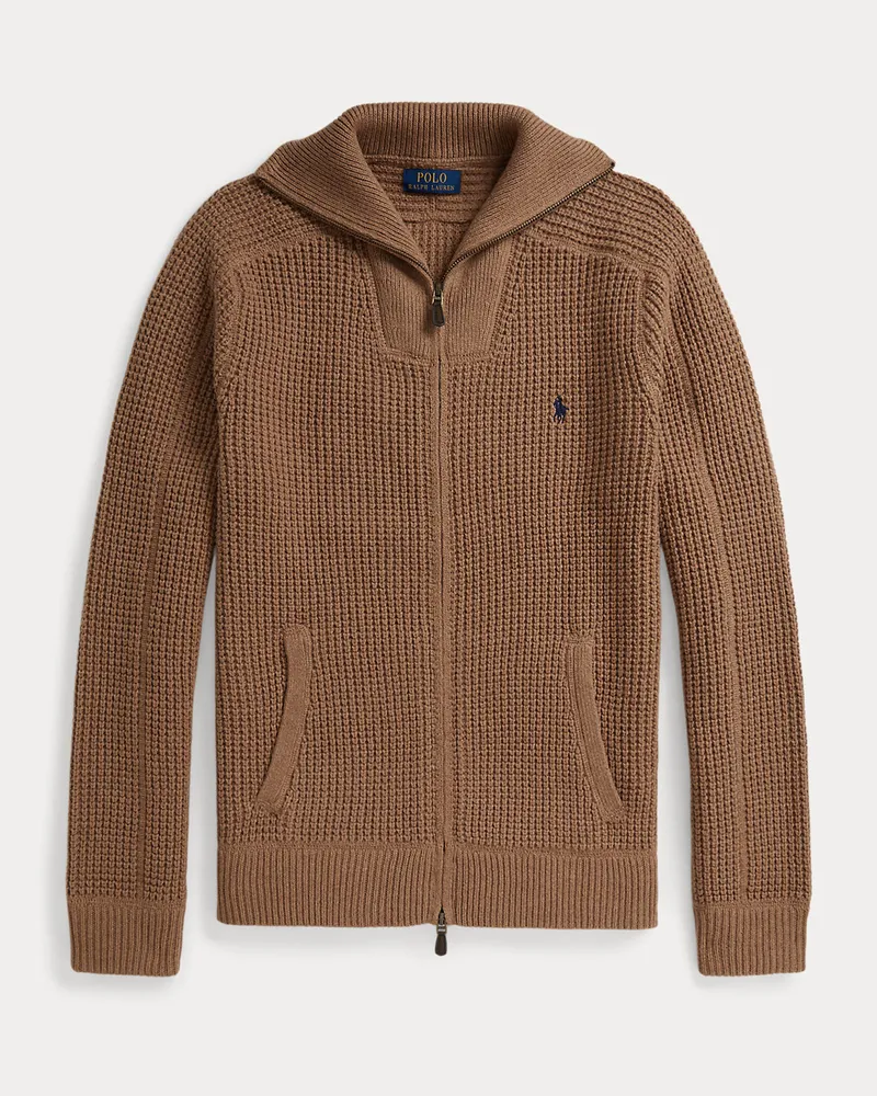 Ralph Lauren Strickjacke aus Waffelpiqué Brown