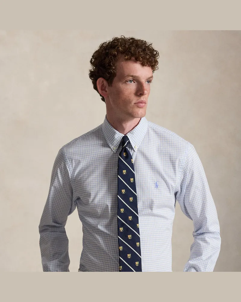 Ralph Lauren Kariertes Custom-Fit-Hemd aus Popeline Blue