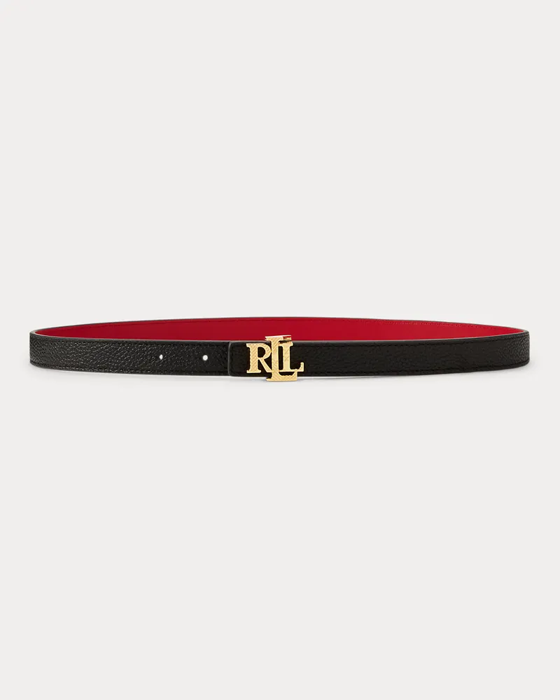 Ralph Lauren Schmaler Wendegürtel aus Leder mit Logo Black